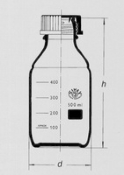 Laborgewindeflaschen 250 ml nach ISO 4796-1 mit blauer Kappe und Ring GL 45