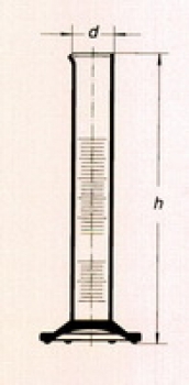 Meßzylinder 10 ml, hohe Form, mit Sechskantfuß und Ausguß, braun graduiert Klasse B, ISO 4788, Simax Borosilikatglas 3.3