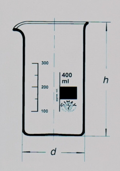 Becherglas     50 ml hohe Form mit Ausguß und Teilung, ISO 3819, DIN 12 331