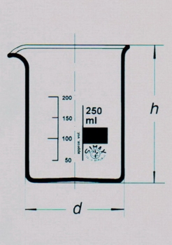 Becherglas 2000 ml niedere Form mit Ausguß und Teilung, ISO 3819, DIN 12 331