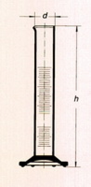 Meßzylinder 10 ml, hohe Form, mit Sechskantfuß und Ausguß, braun graduiert Klasse B, ISO 4788, Simax Borosilikatglas 3.3