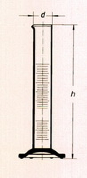 Meßzylinder 500 ml, hohe Form, mit Sechskantfuß und Ausguß, braun graduiert Klasse B, ISO 4788, Simax Borosilikatglas 3.3